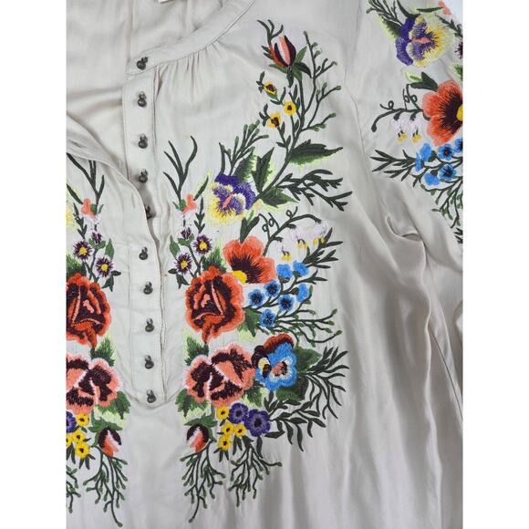 VTG 1990s–2000s Sundance White Embroidered Modal Peasant Blouse M - Picture 7 of 8